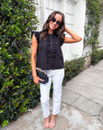 Blissful Wind Button Down Top-Black