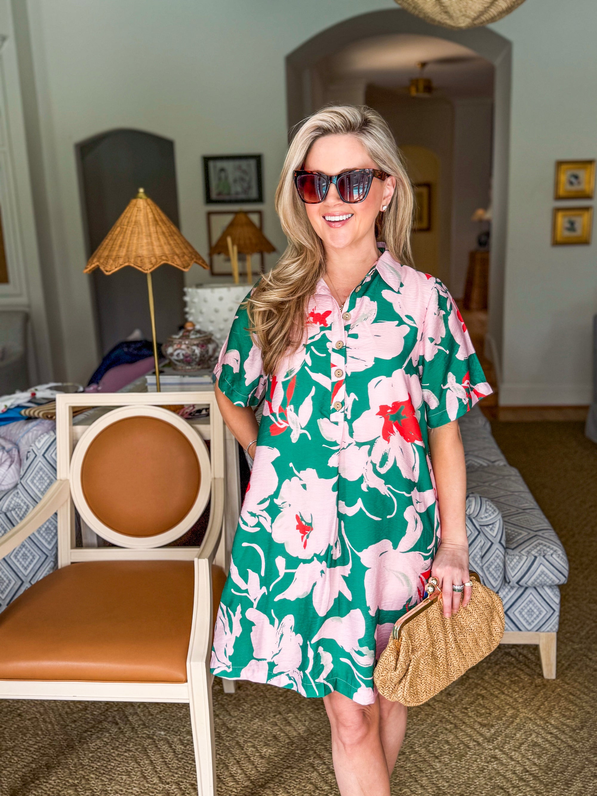 PREORDER: Tropical Paradise Floral Shirt Dress