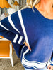 Sports Mode Batwing Sweater- Navy/Ivory