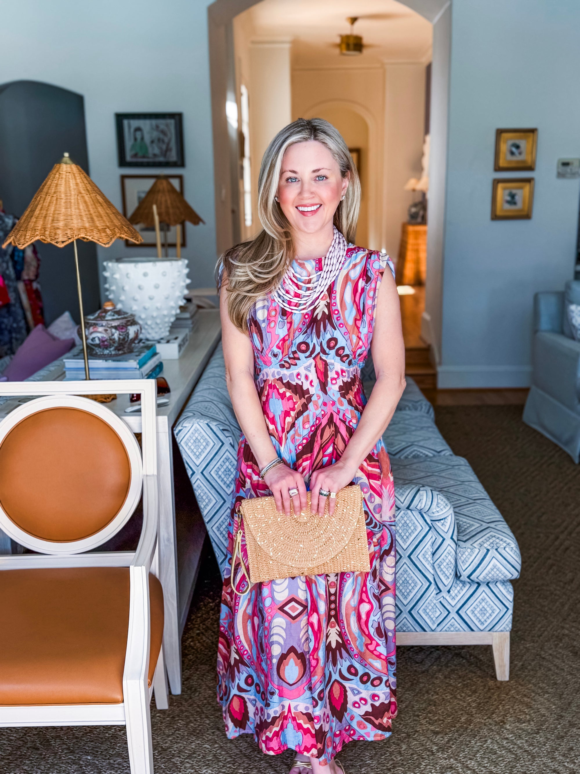 Sedonia Sunset Midi Dress-Pink/Blue