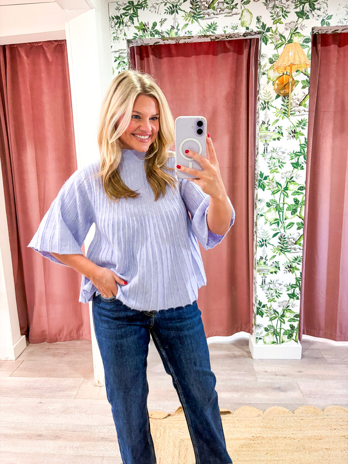 The Classic Swing Sweater-Lavender