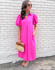 Love Story Midi Dress-Hot Pink
