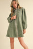 Catching Attention Denim Dress- Ash Olive