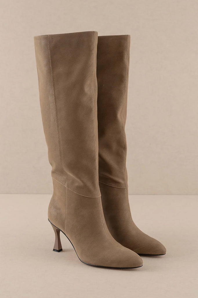 Sleek Lines Knee High Boot- Dark Taupe