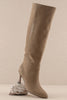 Sleek Lines Knee High Boot- Dark Taupe