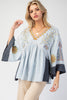 Boho Breeze Babydoll Top- Dusty Blue