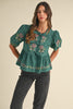 Folklore Peplum Top- Hunter Green