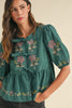 Folklore Peplum Top- Hunter Green