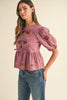 Folklore Peplum Top- Raspberry