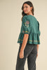 Folklore Peplum Top- Hunter Green