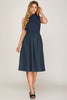 Sleek Style Midi Dress- Navy