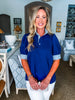 Stylish Staple Collared Top-Navy