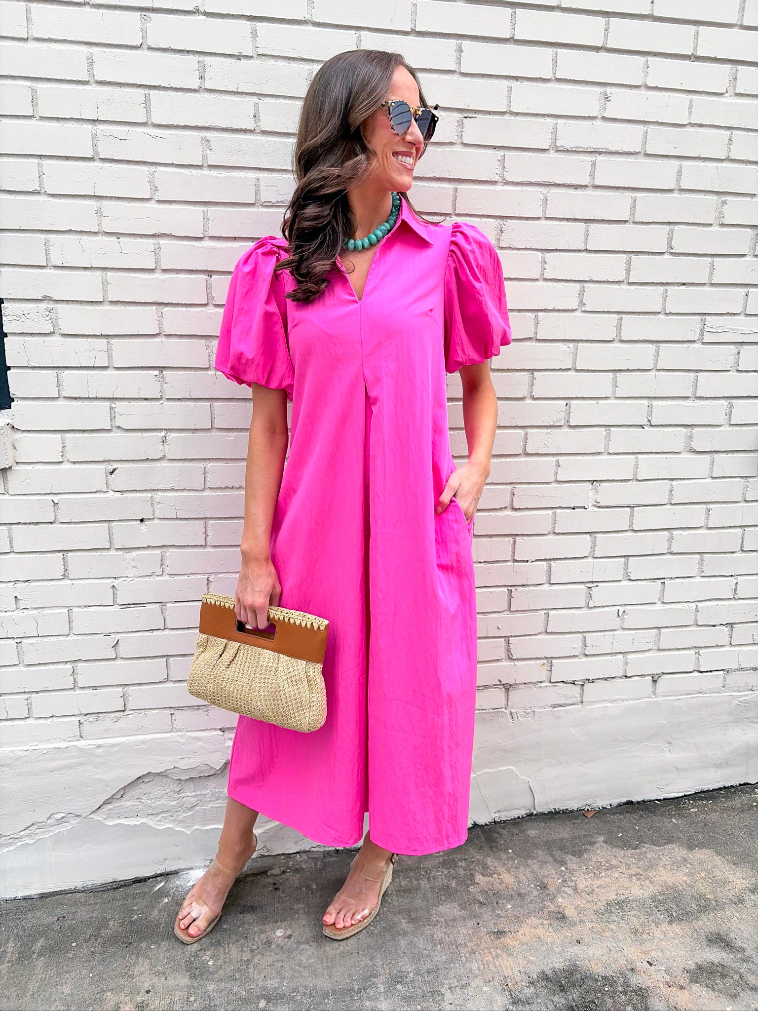 Love Story Midi Dress-Hot Pink Pomp & Circumstance Boutique by Marie Earthman Love Story Midi Dress-Hot Pink Pomp & Circumstance Boutique by Marie Earthman