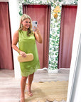 Romantic Evening Mini Dress-Olive