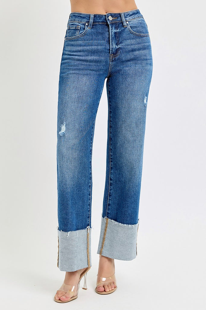 Cuff It High Rise Jeans- Dark