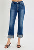 Straight Cuffed Jeans- Dark Wash