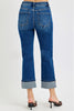 Straight Cuffed Jeans- Dark Wash