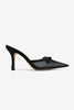 Satin Bow and Mesh Heel- Black