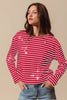 Clearly Christmas Striped Top- Red