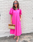 Love Story Midi Dress-Hot Pink