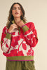 Cozy Florals Zip Pullover- Olive Coral