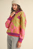 Cozy Florals Zip Pullover- Fuchsia Sage