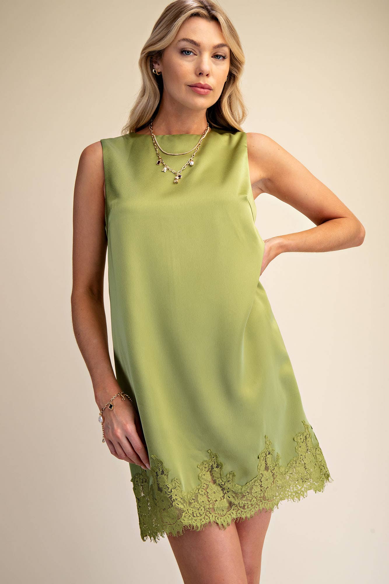 Romantic Evening Mini Dress-Olive