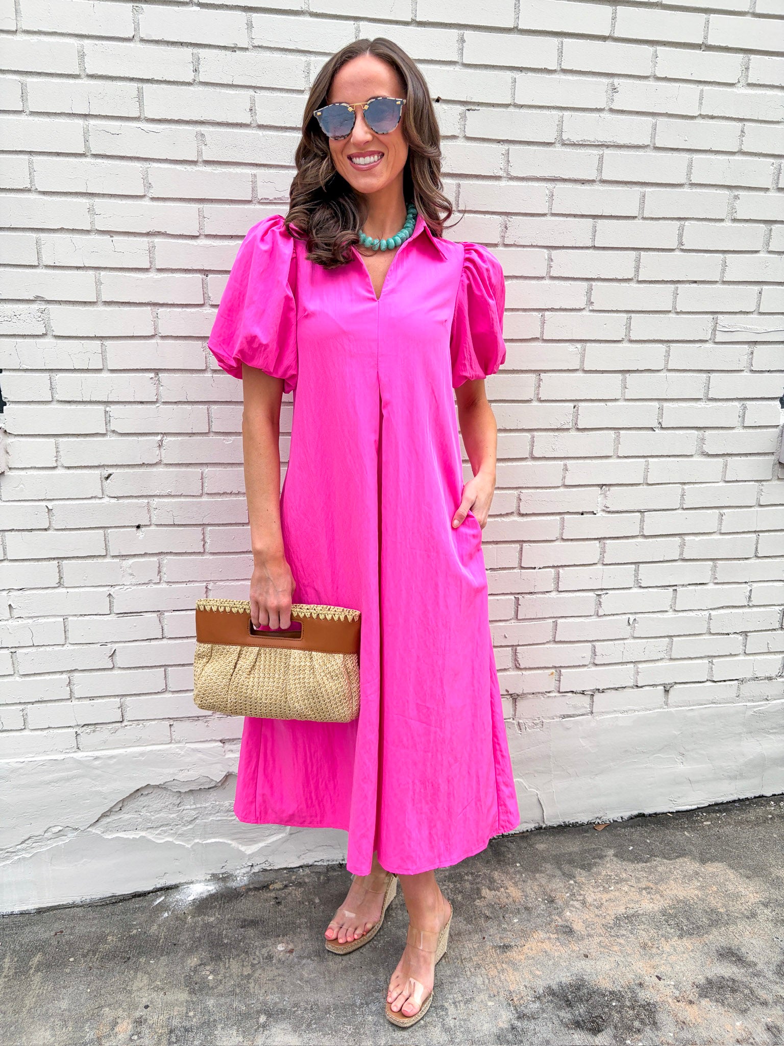 Love Story Midi Dress-Hot Pink