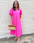 Love Story Midi Dress-Hot Pink