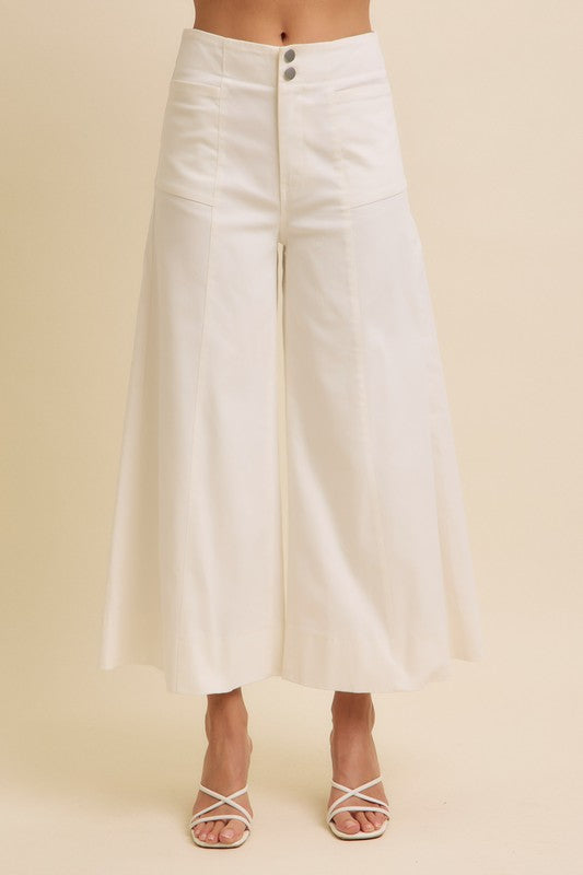 Milan Mornings Wide Leg Pants- Off White