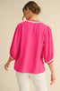 Sweethearts Peasant Sleeve Top- Hot Pink