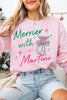 Merrier Martini Christmas Holiday Sweatshirt- Light Pink