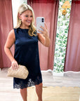 Romantic Evening Mini Dress-Navy