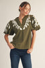 Vintage Bungalow Embroidered Top-Olive