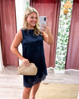 Romantic Evening Mini Dress-Navy