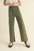 Cool Girl Wide Leg Denim Pants- Fade Olive