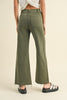 Cool Girl Wide Leg Denim Pants- Fade Olive