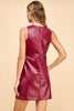 Sexy Chic Faux Leather Dress- Crimson