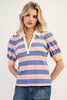 Striped Along Collared Top- Tangerine