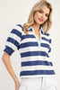 Striped Along Collared Top