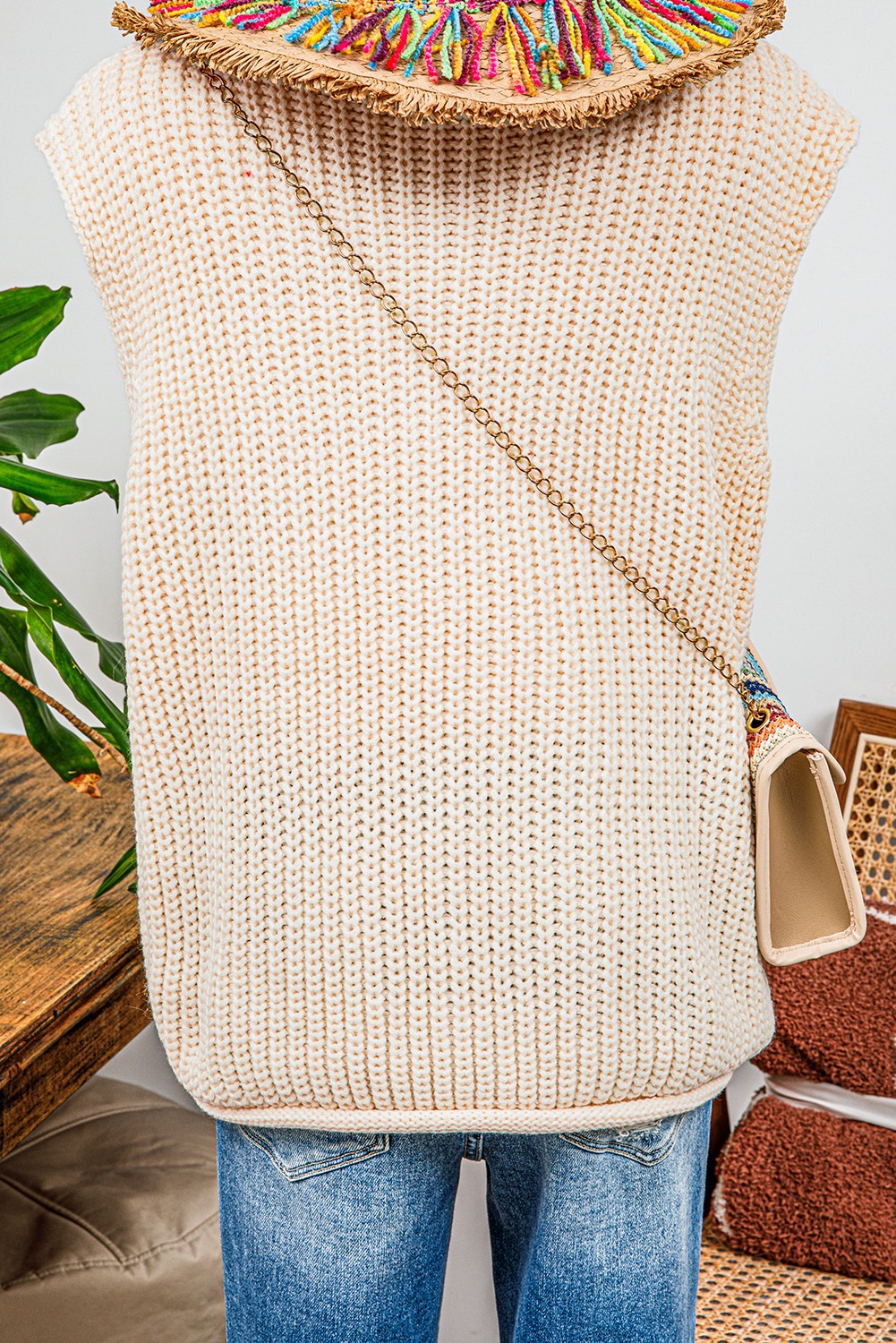 Preppy Moment Sweater Vest- Cream