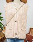 Preppy Moment Sweater Vest- Cream