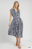 Back Story Printed Midi Dress- Navy