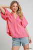 Rustic Charm Top- Coral Pink