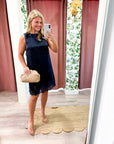 Romantic Evening Mini Dress-Navy