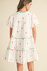 Fruit Basket Embroidered Mini Dress- Cherry