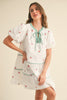 Fruit Basket Embroidered Mini Dress- Cherry