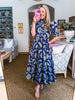 Season of Style Floral Midi Dress-Navy
