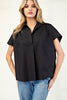 Super Solid Collared Top- Black