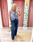 Vintage Grace Embroidered Top-Dusty Blue